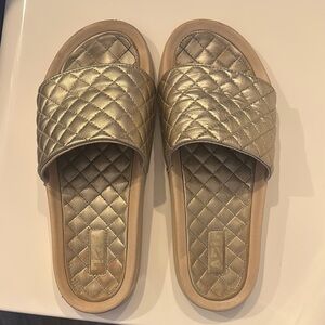 APL Gold Quilted Slide Sandals